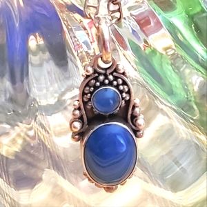 Sterling Silver and Blue Stone Necklace